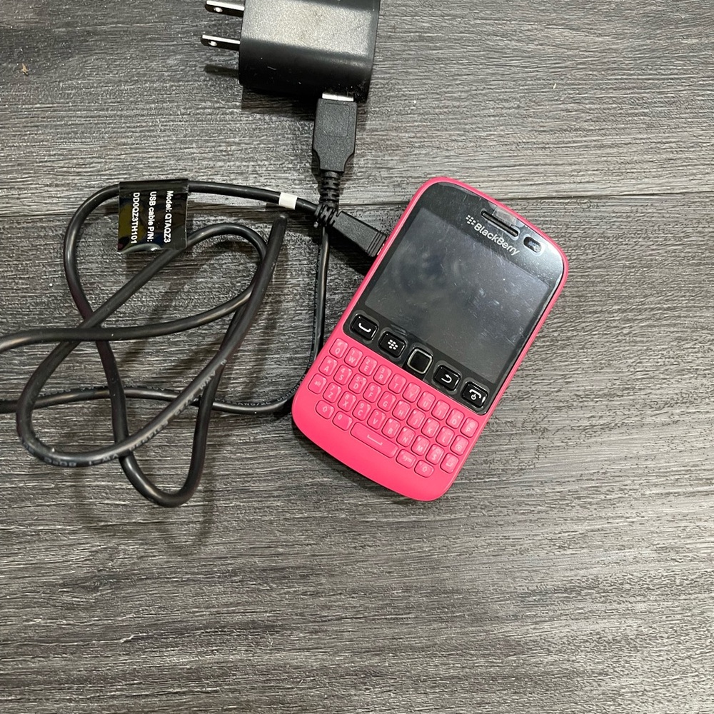 Pink Blackberry Smartphone with Charger
